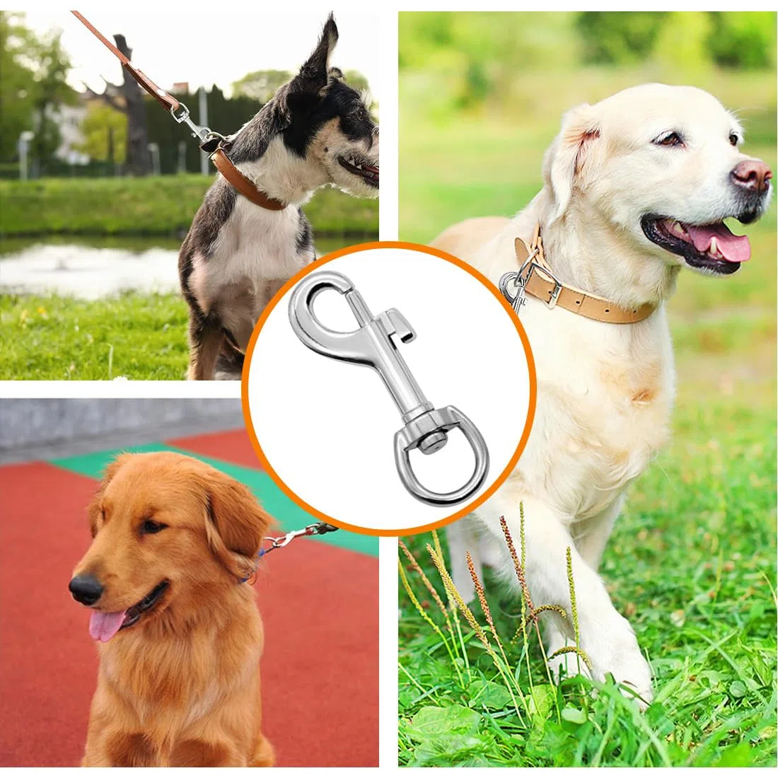 2 Pezzi Moschettoni Girevoli Gancio, Guinzagli Corda Portachiavi, Moschettoni Girevoli Guinzaglio, per Cane Gatto Piccolo Animale domestico, Guinzaglio e Corda