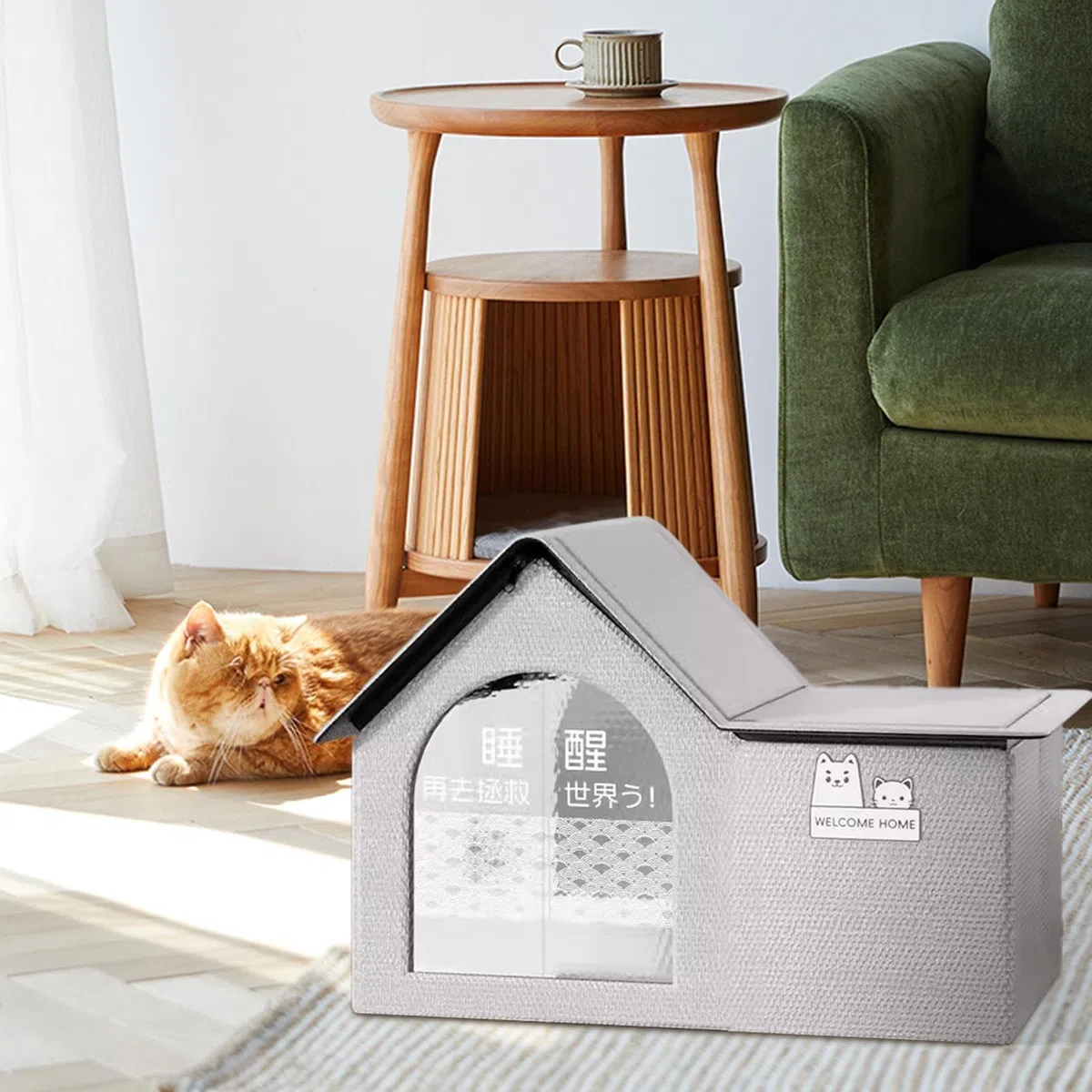 Cuccia per Gatti con Aria Condizionata, Cuccia Refrigerante per Gatti, Casetta Refrigerante, con 10 Impacchi di Ghiaccio, Impermeabile & Pieghevole Casa Raffreddamento per Animali Domestici