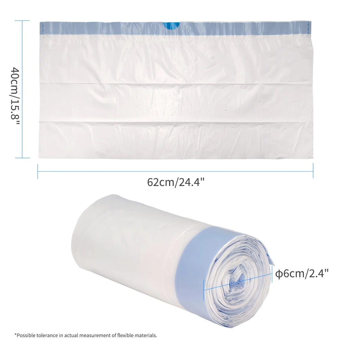 Sacchetti per Rifiuti per Lettiera Autopulente Ellenpent CH-ICB019&CH-ICB020, Confezione da 3 Rotoli(45 Unità totale, 15 Unità per Rotolo)