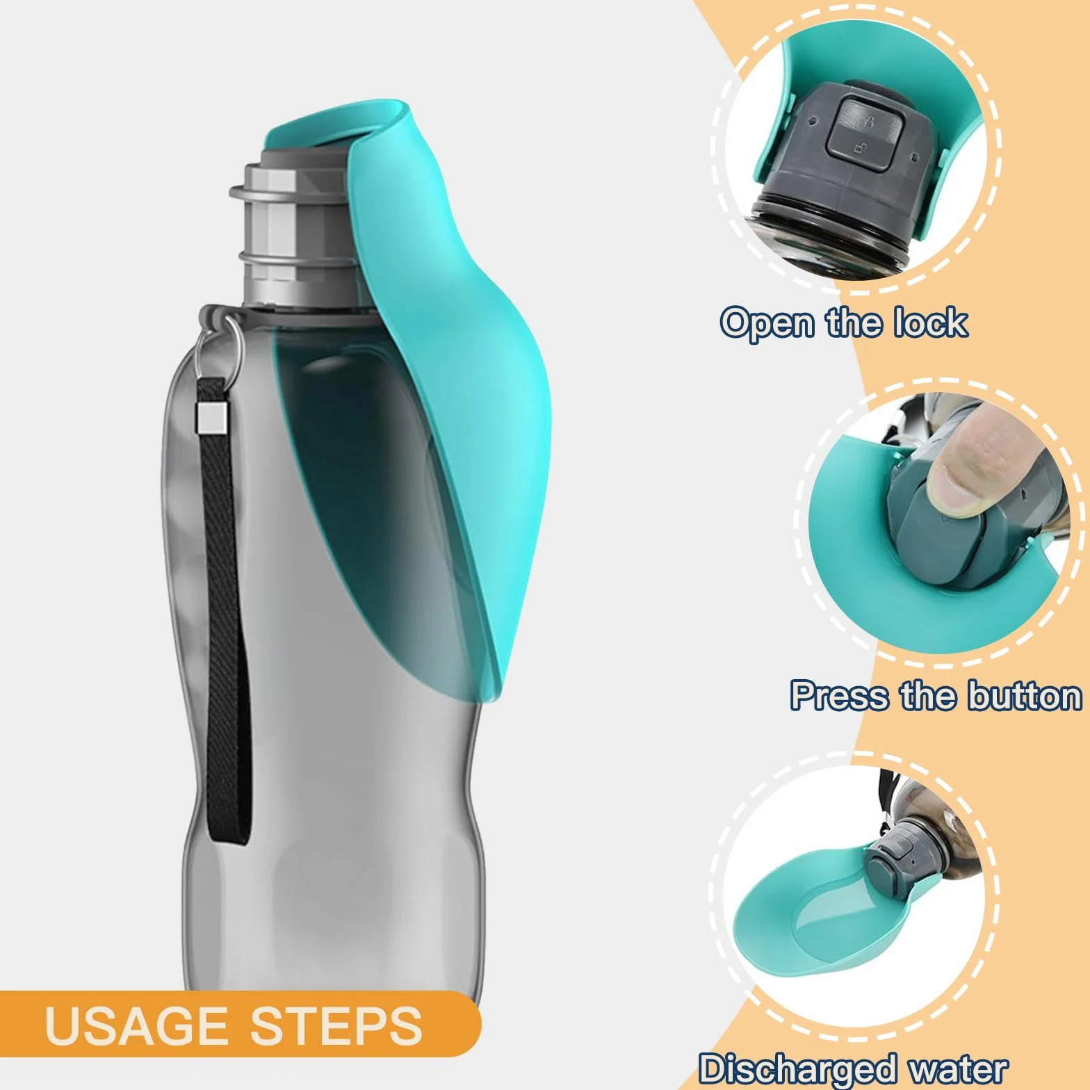 Borraccia Portatile per Cani da 800 ml - Senza BPA, con Ciotola Integrata, ideale per Passeggiate, Escursioni, Campeggio, Alpinismo e Viaggi (Blu)