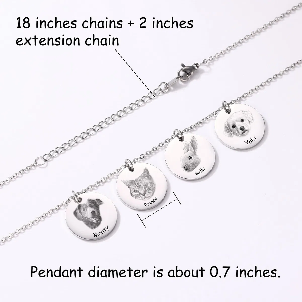 MeMeDIY Collana Personalizzata di Ritratto di Animali Domestici con Testo Foto Inciso Regali Commemorativi Personalizzati Regali per Amanti di Cani/Animali Domestici/Gatti