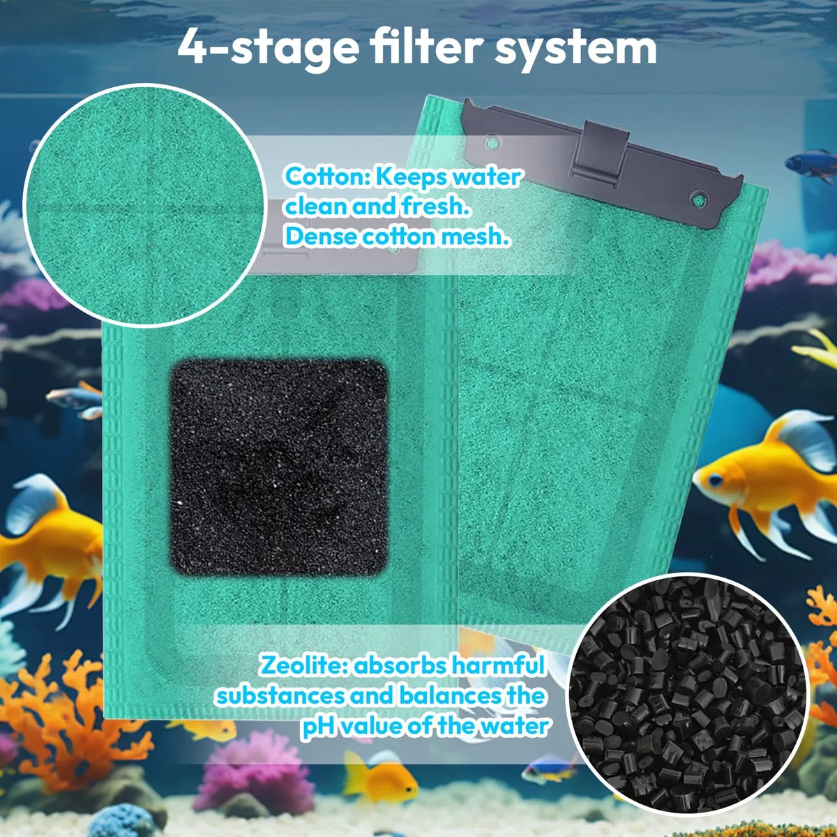 12 filtri di ricambio con principio attivo AlgoStop, anti-alghe, compatibile con Tetra EasyCrystal 250 e 300, Repto-DecoFilter, cuscinetti filtro per acquario, contiene carbone attivo contro