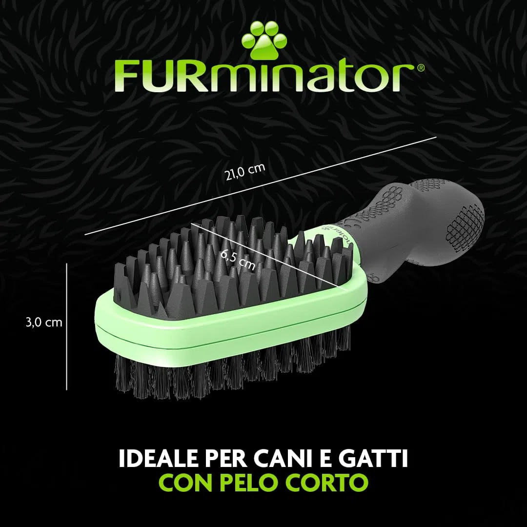 FURminator 2in1 Spazzola Morbida per Cani e Gatti - Ideale per Animali sensibili - Pulisce Delicatamente Il Pelo e massaggia la Pelle - Doppia Spazzola per Una toelettatura Delicata