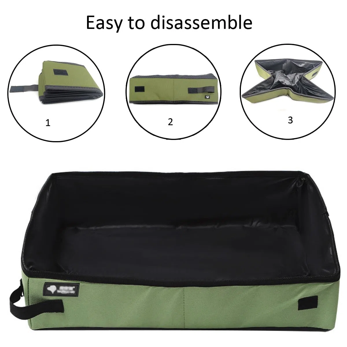 Lettiera da viaggio per gatti, lettiera portatile pieghevole per gatti, 50 x 40 cm, XL, impermeabile, pulita e morbida, adatta per esterni, campeggio, WC, parco, viaggi, casa, (XL, verde)