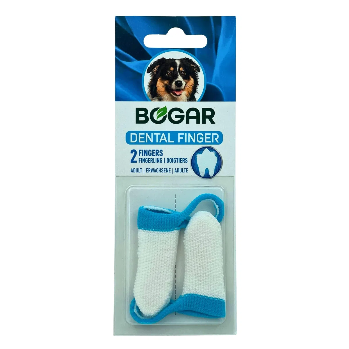 Bogar AG - Bogadent, strumento antiplacca a forma di dito per cani adulti, confezione da 2