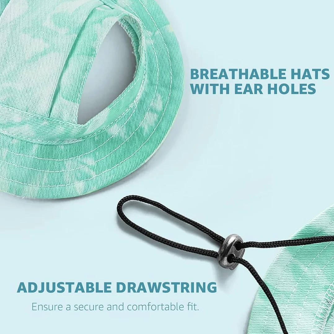 VisageVitalit Cappello per Cani, Cappello Cane, Cappello da baseball per cani, regolabile, estivo, con fori per le orecchie, cappello estivo per cuccioli