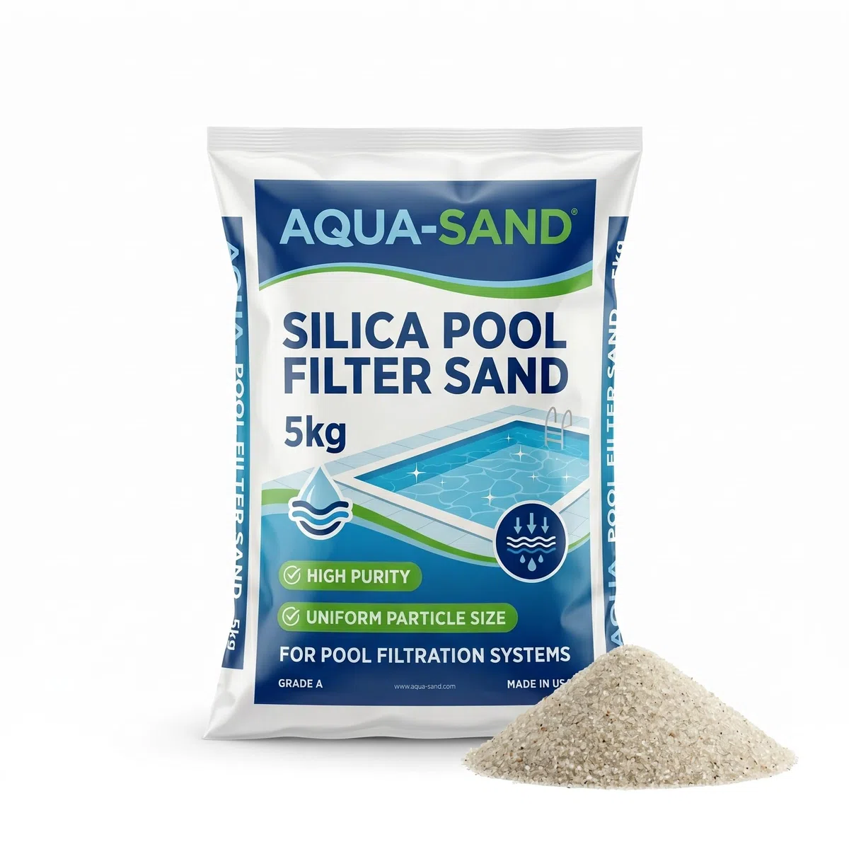 LEMAG Sabbia Silicea per Filtro Piscina 5 kg — Sabbia Filtrante Alta Purezza per Pompe a Sabbia | Granulometria 0,3-1,3 mm | Acqua Cristallina