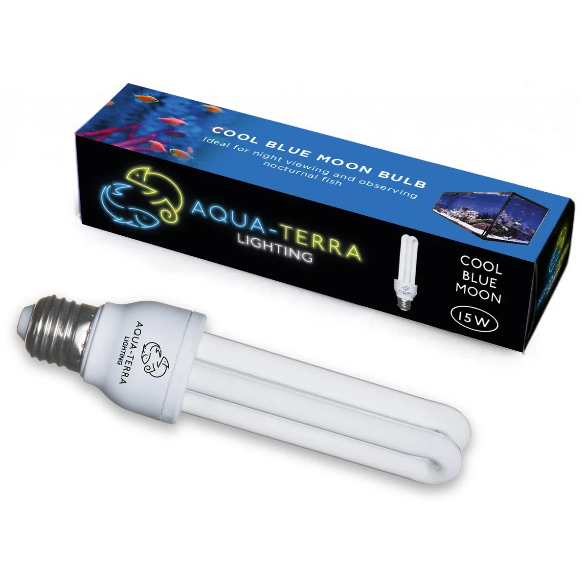 Lampadina di ricambio Cool Blue Moon da 15W per acquario Fish Pod 48/64 e 120 litri - Base a vite standard E27 - Ideale per effetto di illuminazione rilassante dopo il tramonto