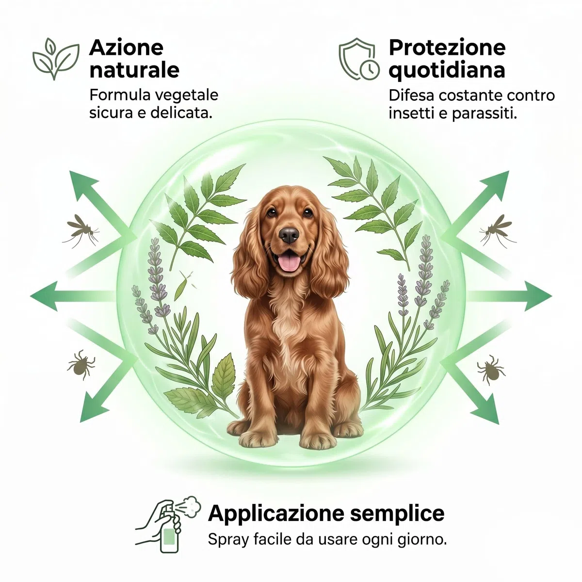 Ecopets Repellente Antiparassitario Naturale per Cani con Olio di Neem Protezione contro Pulci, Zecche Zanzare e Mosche Delicato per Uso Quotidiano con Oli Essenziali e Estratti Botanici