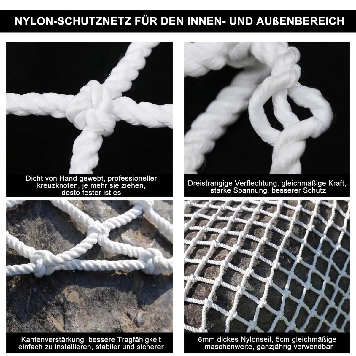 Rete di Sicurezza per Bambini Rete Protettiva in Nylon Bianco, Protezione per Scale, Ringhiera, Balcone, Scala,Recinzione, Carico(Size:1 * 1m(3 * 3ft),Color:bianco)