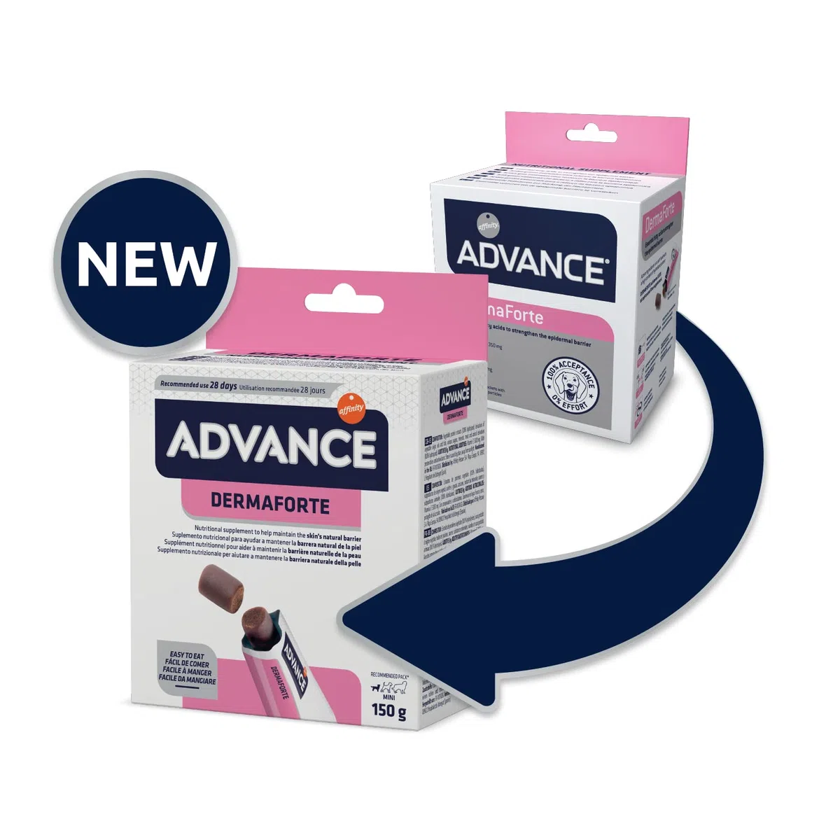ADVANCE Veterinary Diets DermaForte - Supplemento Nutrizionale per Cani - Confezione 30 unità con 2 Particelle di 5 g - Totale: 150 g