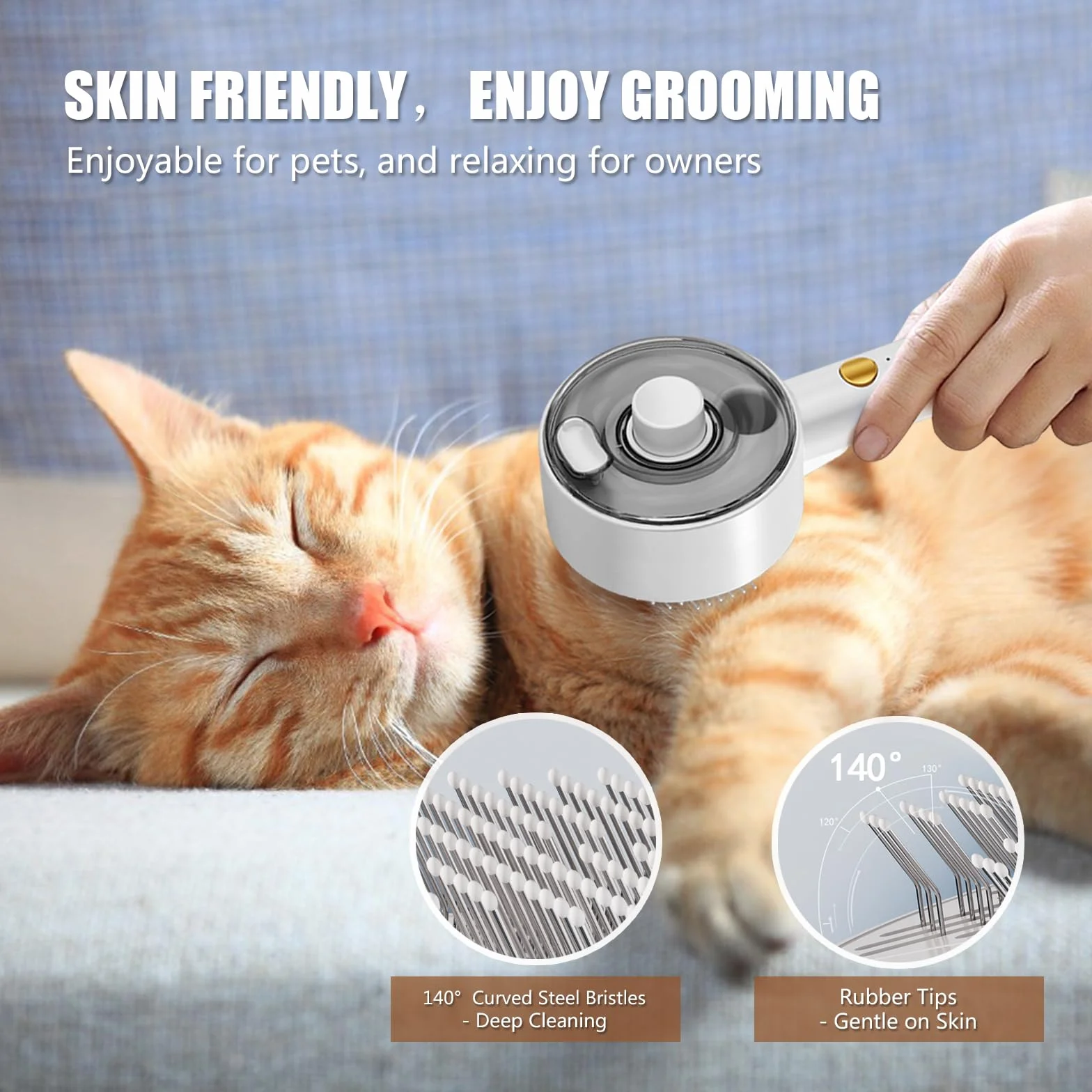 Spazzola a Vapor per Gatti 4 In 1 Spazzole Vapora per Cani Capelli per Massaggio,Cura e Depilazione Steamy Cat Brush Spazzol Gatto con Vapore per Capelli Lunghi Corti