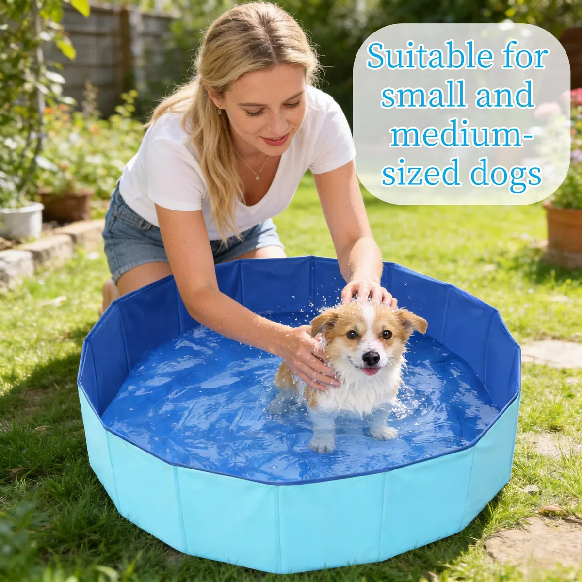 Piscina Pieghevole per Cani e Gatti, Vasca da Bagno in PVC Antiscivolo, 60 x 20CM (L)