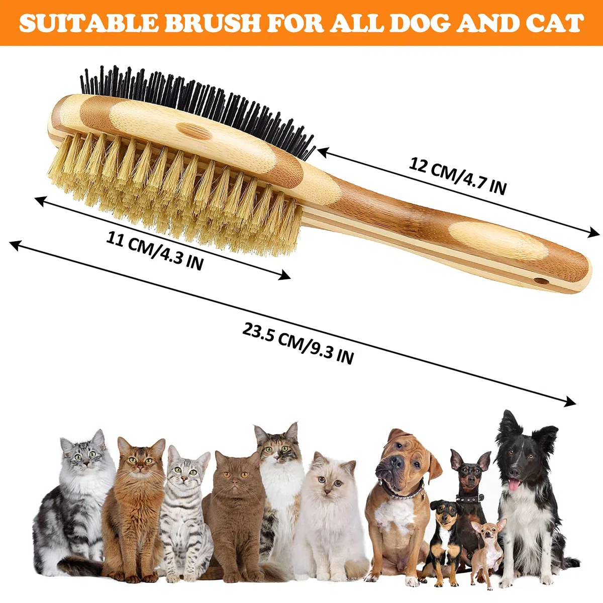 Spazzole per cani,Spazzole per gatti,Doppia Spazzola per Cani 2 in 1 con Punte Arrotondate per Pelo Corto o Lungo, Rimuove Peli Superflui e Sbroglia Nodi, Peli Medi E Lunghi