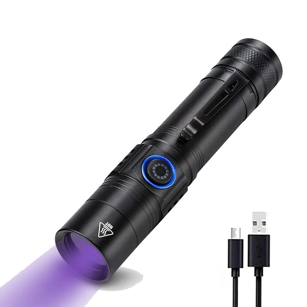 Torcia UV per polimerizzazione della resina, rilevamento delle urine dell'animale domestico, rocce incandescenti, cimici dei letti, minerali, ricaricabile da 365 nm, impermeabile