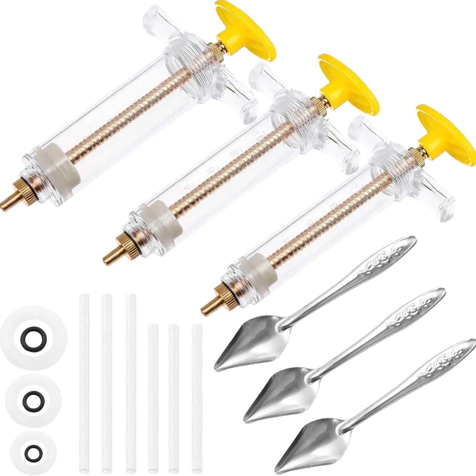 Sarini mangime per Uccellini da 3 Pezzi,3 cucchiai per l'alimentazione,6 Tubi con sonda Curva,per Uccellini da Compagnia,pappagalli,Latte e Medicine (20 ml,10 ml,50 ml)