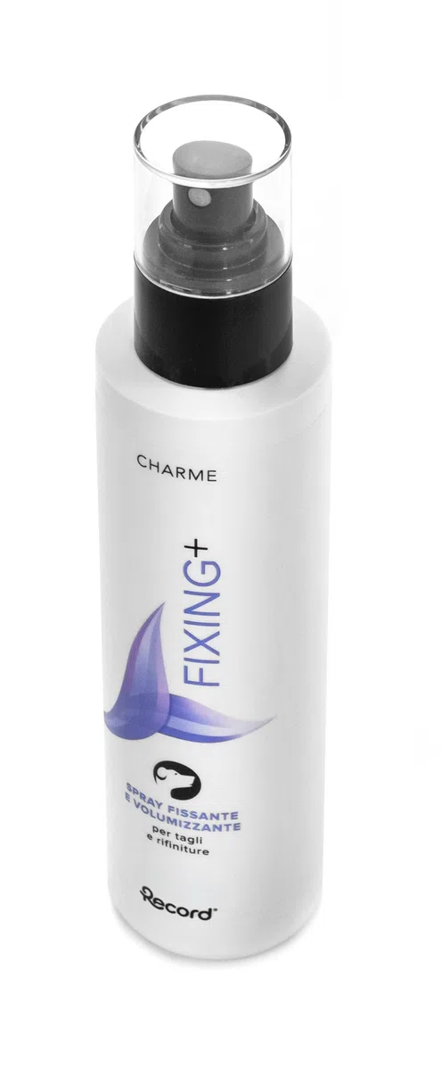 Record Charme Fixing+ Spray Volumizzante per Cani. Spray professionale per il pelo con estratto di Mirtillo con effetto luce e extra-volume, Made in Italy da 250ml