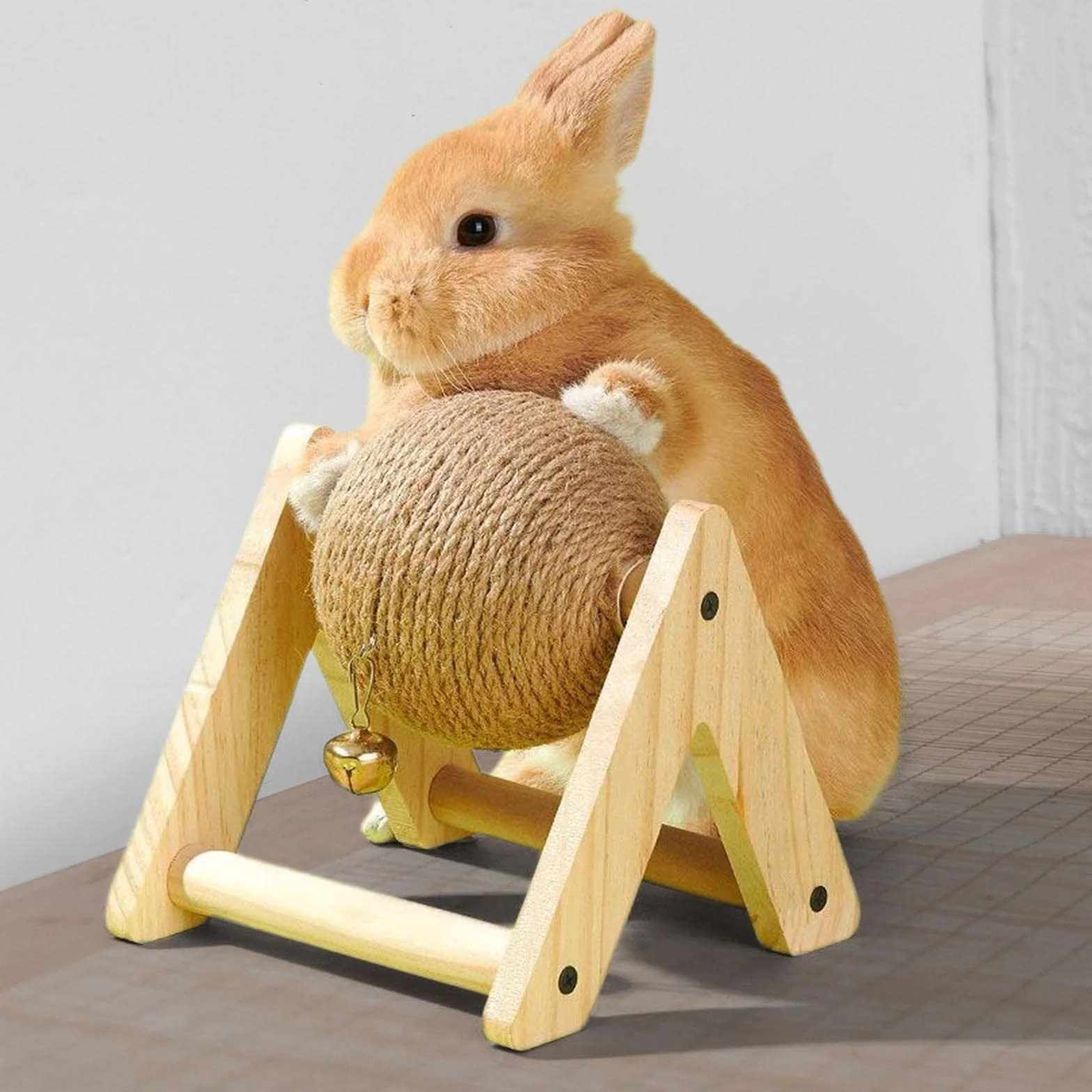 Coniglio Scratch Toy Ball Coniglio Scratching Ball Protezione per Mobili Stabile Portatile Scratcher Con Palla per Piccoli Animali Di, Giocattoli Da Masticare per Conigli