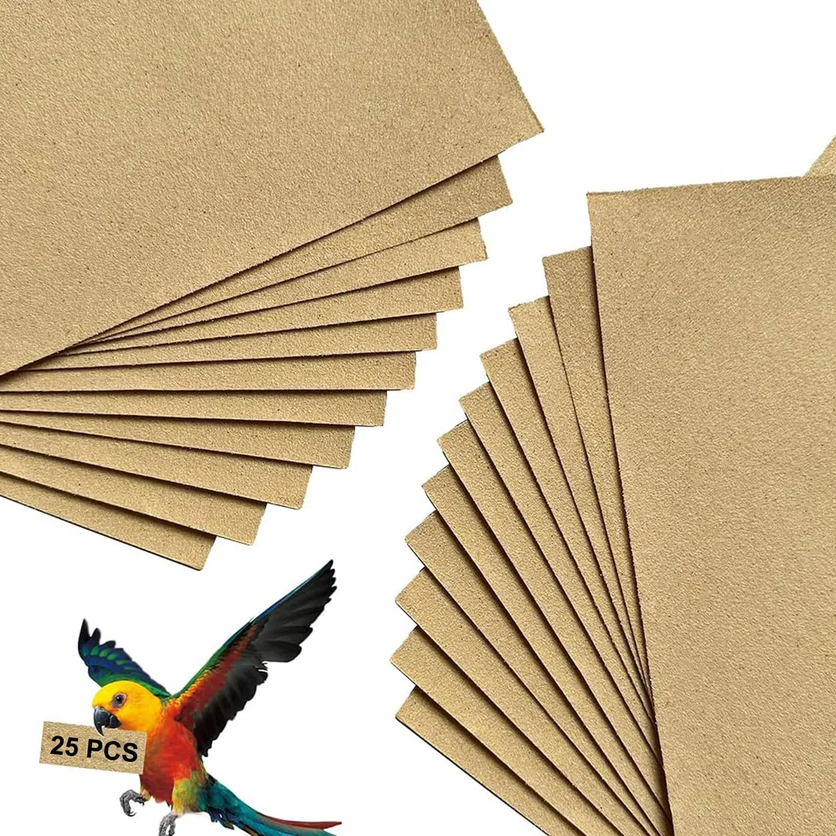 Bavooty Carta per Ghiaia per Gabbie per Uccelli,Carta vetrata per macinare Uccelli,Carta vetrata per Animali Domestici,Rivestimento per Ghiaia per Uccelli,Facile da Pulire,43 * 28cm,25 Fogli