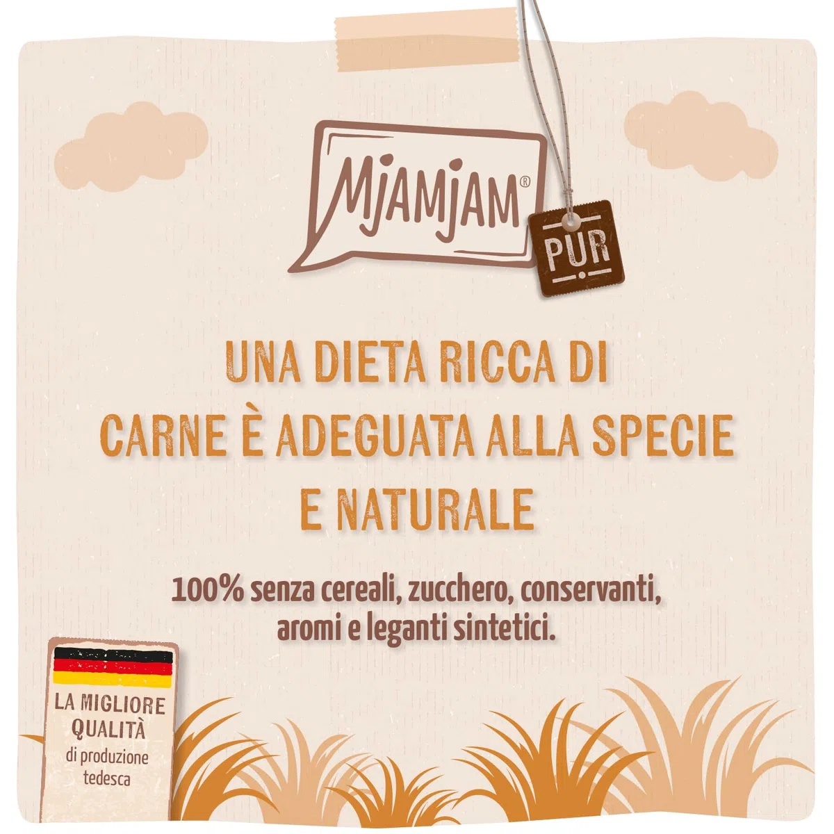 MjAMjAM - cibo umido premium per gatti - puro piacere della carne - pollo succoso puro, confezione da 6 (6 x 400 g), senza cereali con carne extra