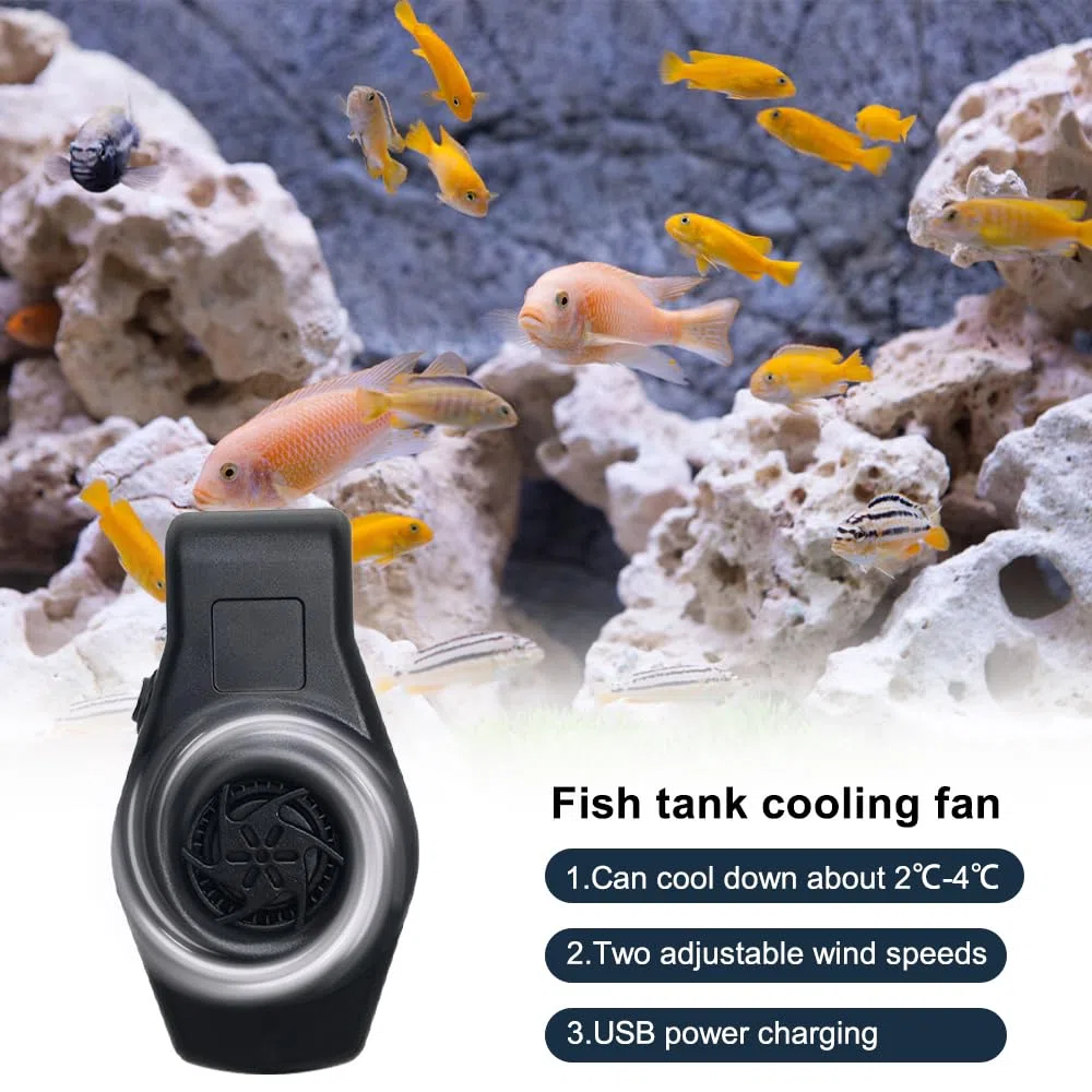 DONGKER Ventilatore Acquario,DC 5V Mini Ventola Raffreddamento per Acquari Sospeso USB Ventilatori Regolabile a 2 Livelli velocità per Serbatoio Pesce da 1-6 Galloni Meno 0,4" di Spessore
