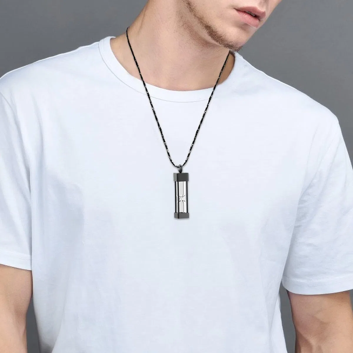 Clessidra di vetro cremazione gioielli per cenere contenitore fiala urna collana ciondolo in acciaio inox cilindro bottiglia Memorial cremazione Keepsake gioielli per donne/uomini