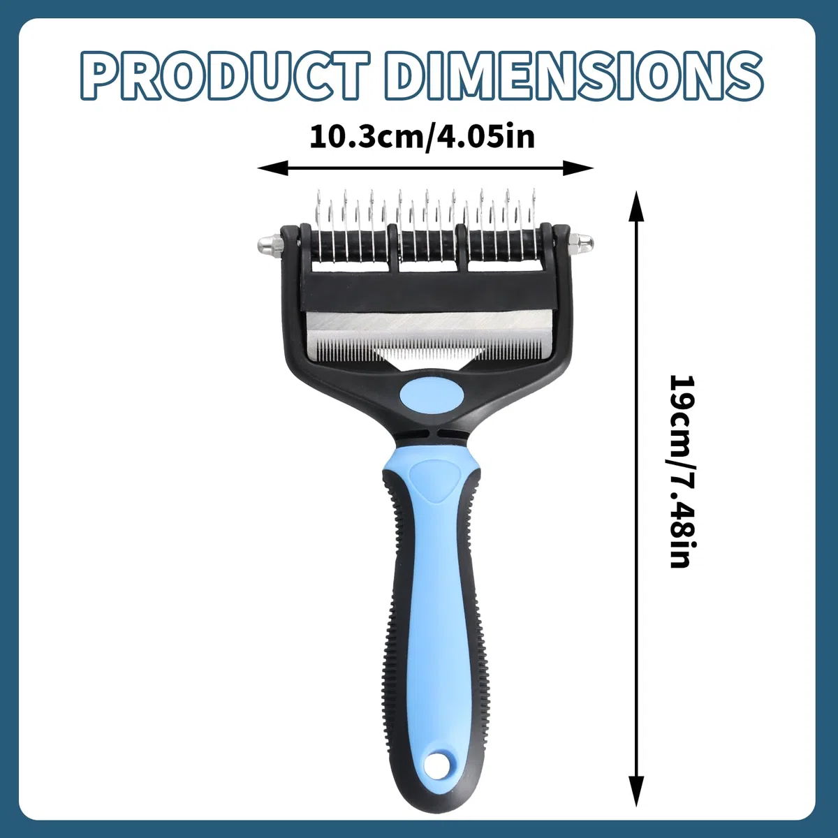 Cardatore per Cani Gatti, Spazzola per Cani Pelo Lungo, Slanatore pers Cani Con Denti 9+17, Spazzole Doppia Faccia Togli Peli Morto & i Nodi, Deshedding Animali, Stripping Pet Brush(Nero E Blu)