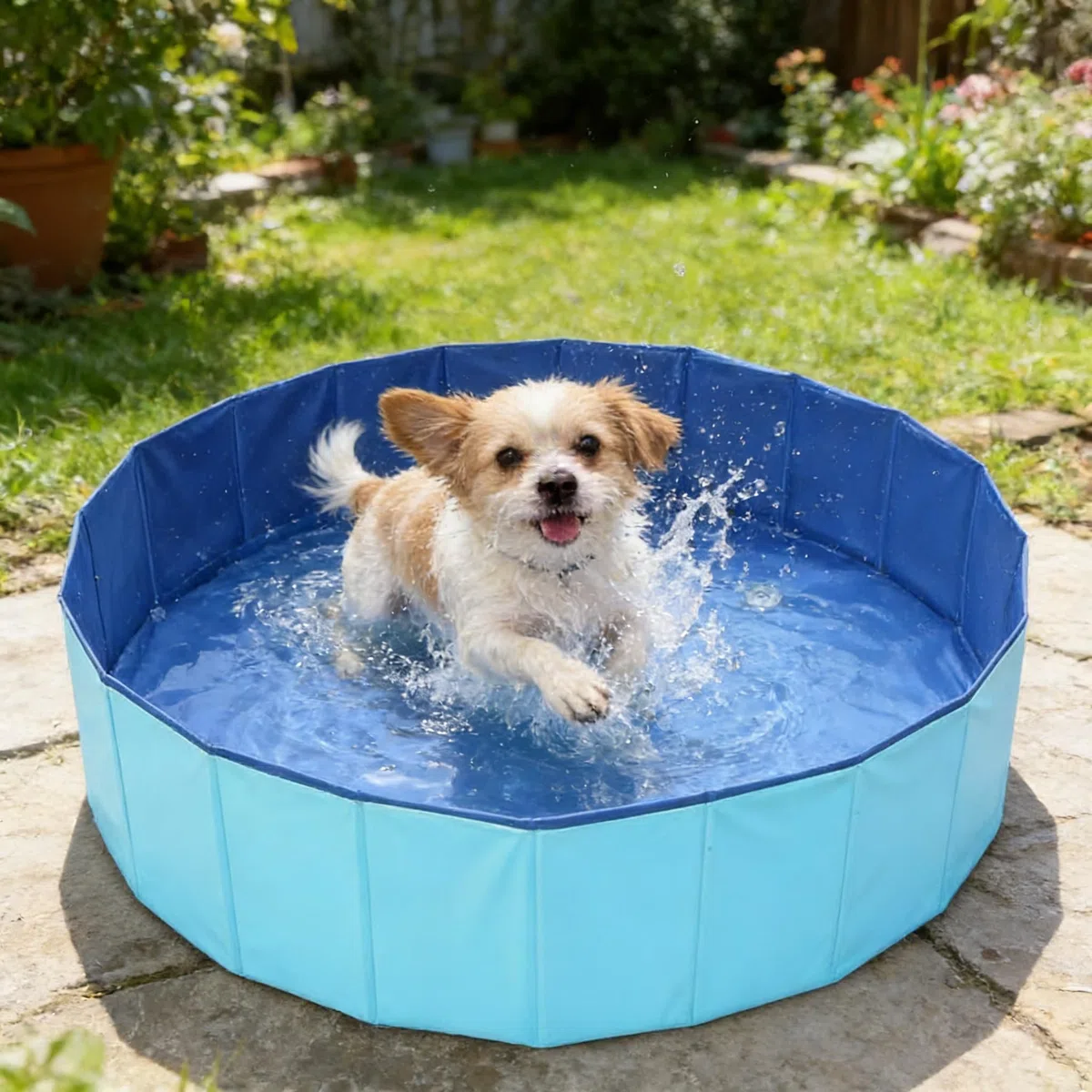 Piscina Pieghevole per Cani e Gatti, Vasca da Bagno in PVC Antiscivolo, 60 x 20CM (L)