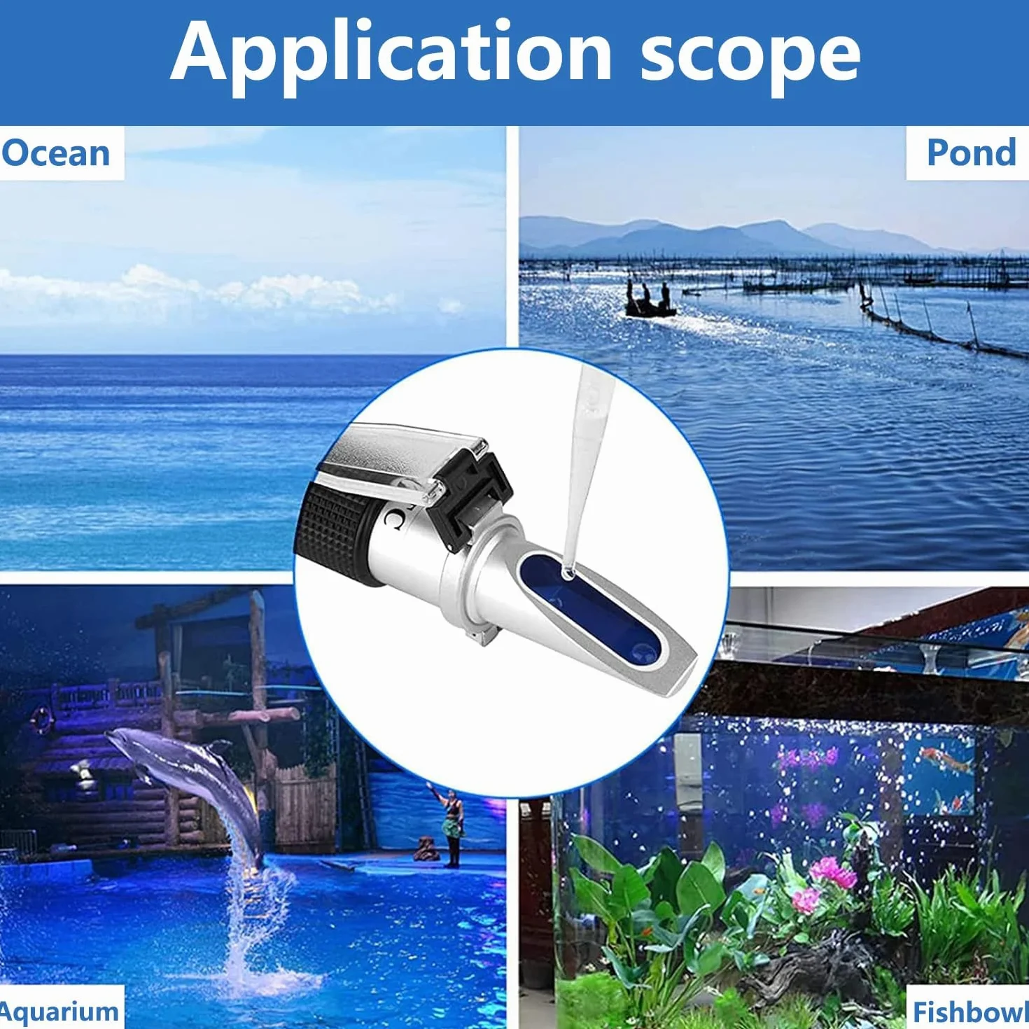 Rifrattometro per salinità, 0-100% portatile, doppia scala, con funzione ATC, rifrattometro digitale ad alta precisione, adatto per acquario, monitoraggio marino, test in acqua salata
