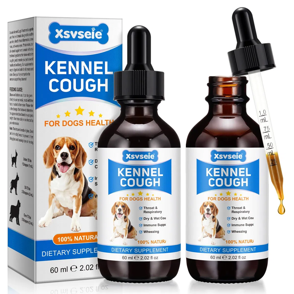 Kennel Cough for Dogs, 2 gocce liquide Remedy, Kennel Cough Treatment for Dogs, trattamento tosse per cani per tutte le razze e dimensioni