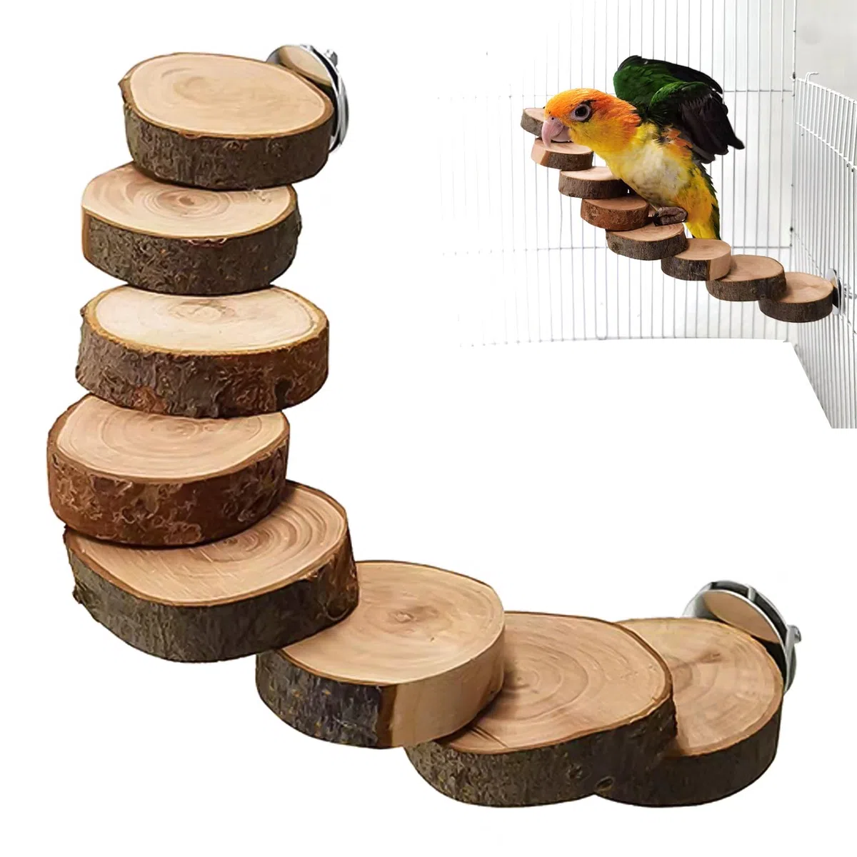Giocattolo a scaletta per pappagalli, scala per uccelli in legno, piattaforma per uccelli, scala per uccelli, scaletta per criceti, accessori per gabbia per piccoli animali