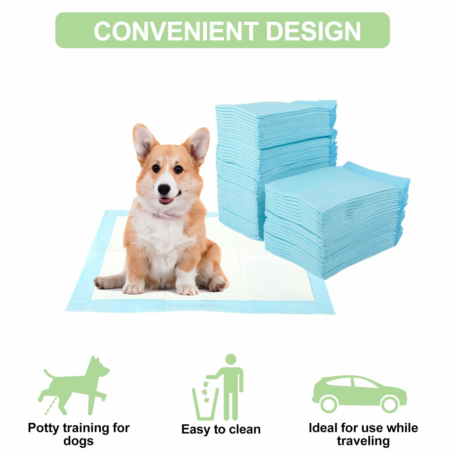 100 Pezzi Tappetini Igienici per Cani - 33 x 45cm Traversina Tappetino Cane Pipi Assorbenti Igienico l'Addestramento - Design a 6 strati a Prova di Perdite con Superficie ad Asciugatura Rapida