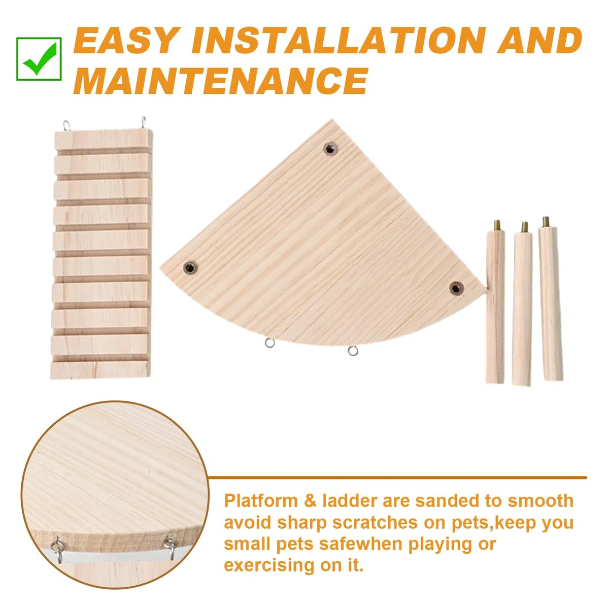 Hamster Plattform - Piattaforme per Criceti - Piattaforma In Legno per Cricet - Accessori per Gabbie Con Scaletta,Adatti per Criceti,Gerbilli,Topi,Cincillà E Altri Piccoli Animali Domestici