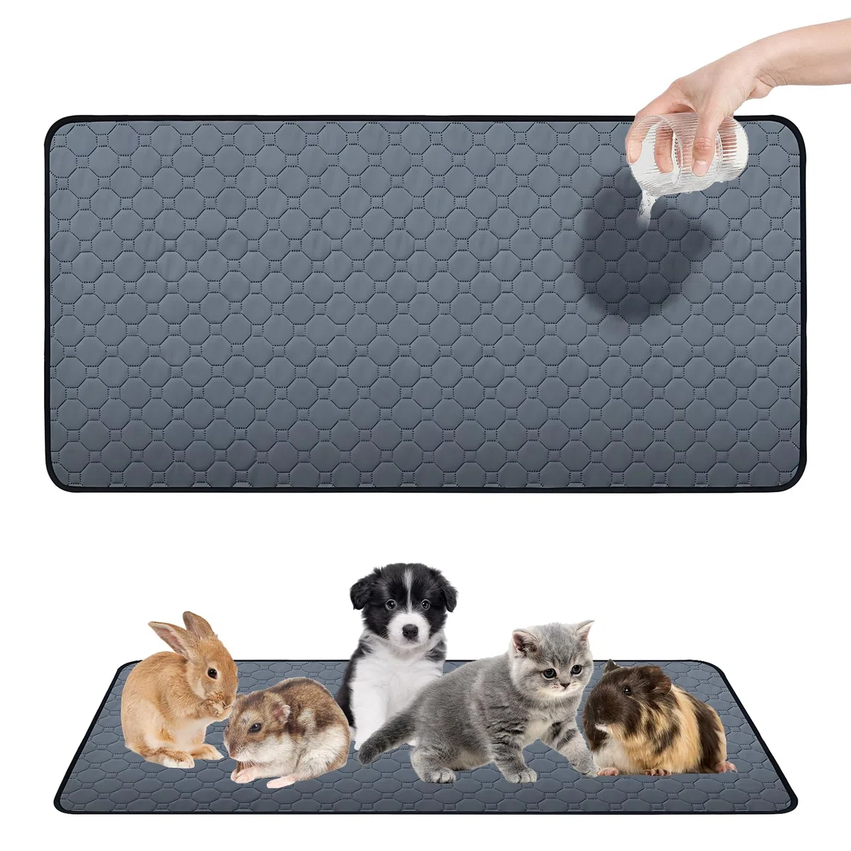 Sporgo PIPI Cuscinetti per porcellini d'India: 120 x 60 cm, lavabili e assorbenti, cuscinetti PIPI, tappetino antiscivolo per conigli, criceti, cuccioli e piccoli animali