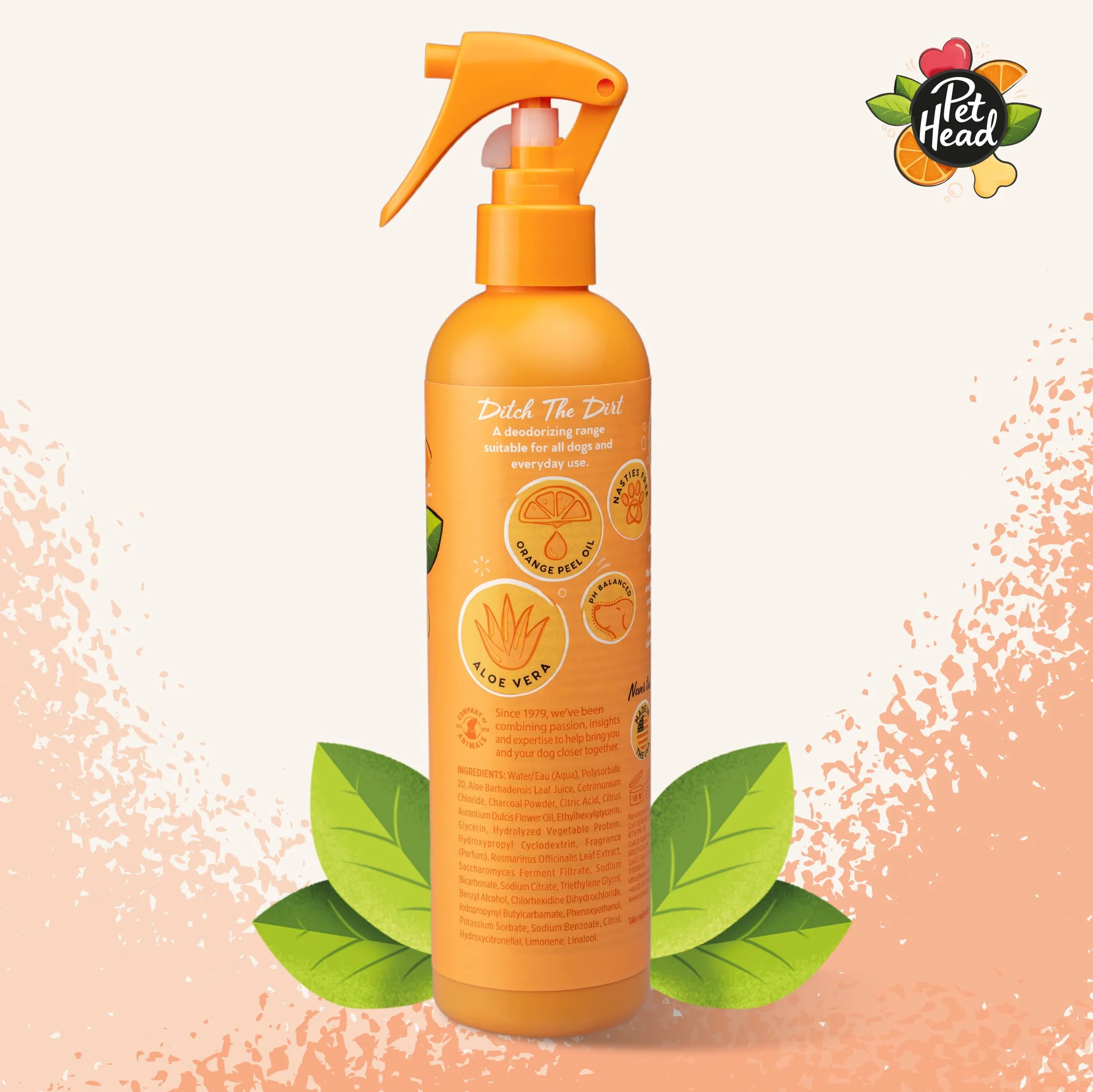 Pet Head Deodorante Spray per Cani con Testa di Animali Domestici, neutralizzante Gli odori per Cani puzzolenti, pulisce in profondità Gli odori