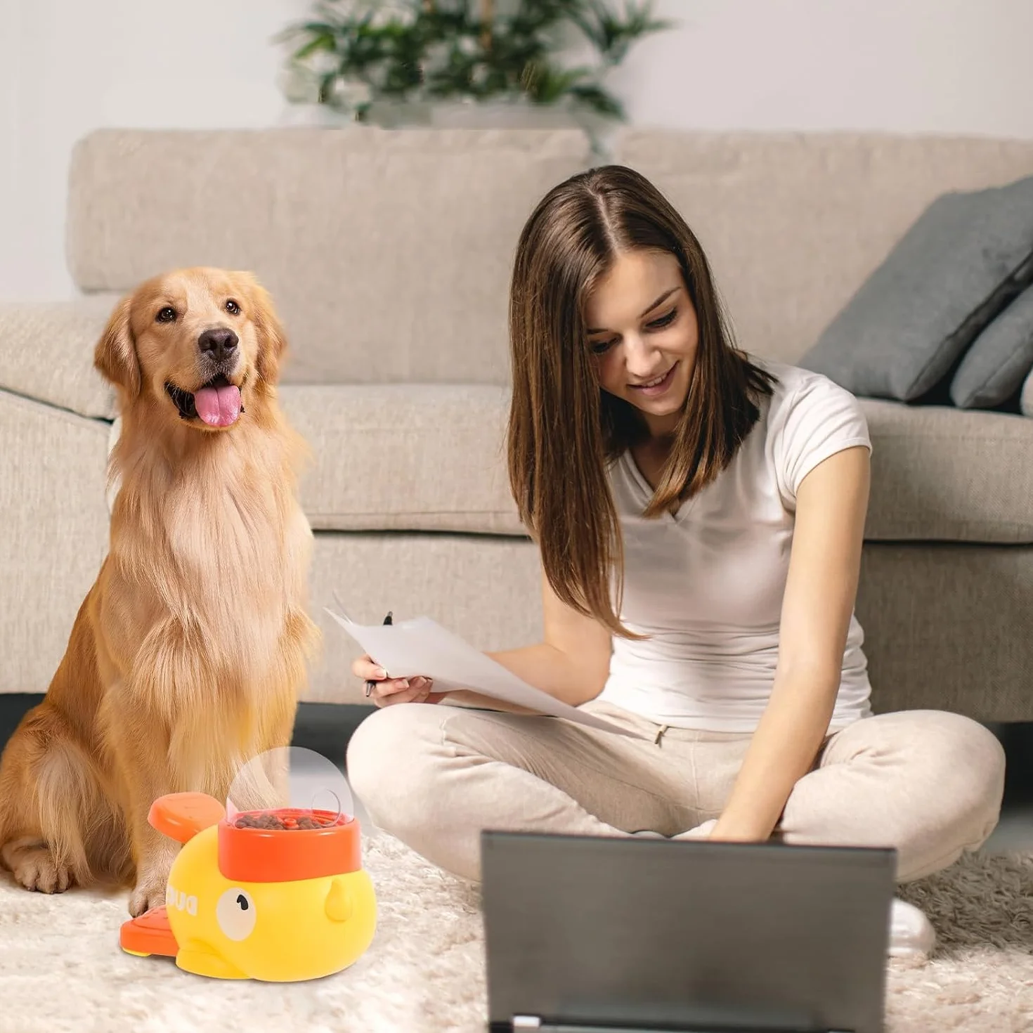 Giocattolo a forma di anatra per cani, alimentatore lento per animali domestici, dispenser di cibo per gatti e cani, per l'arricchimento e l'intrattenimento