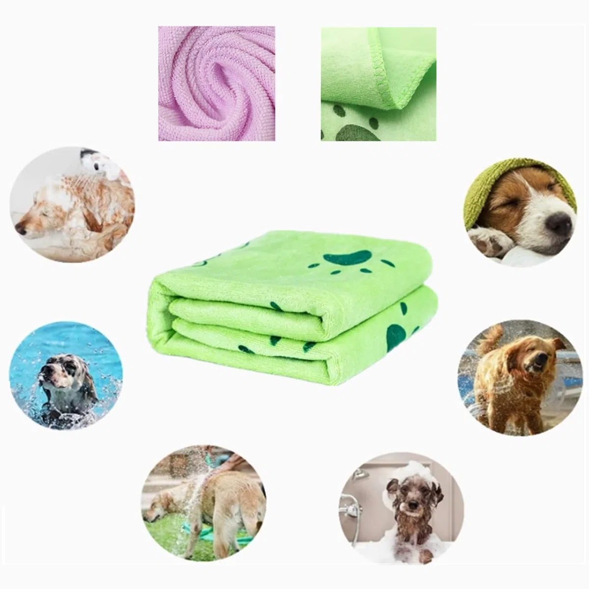 Asciugamano da Asciugatura Rapida per Cane 2 Pezzi Asciugamani per Cani Gatti Assorbente Coperta per Cani in Super Microfibra Asciugamani Animali Domestici 140 x 71cm (Verde e Viola)
