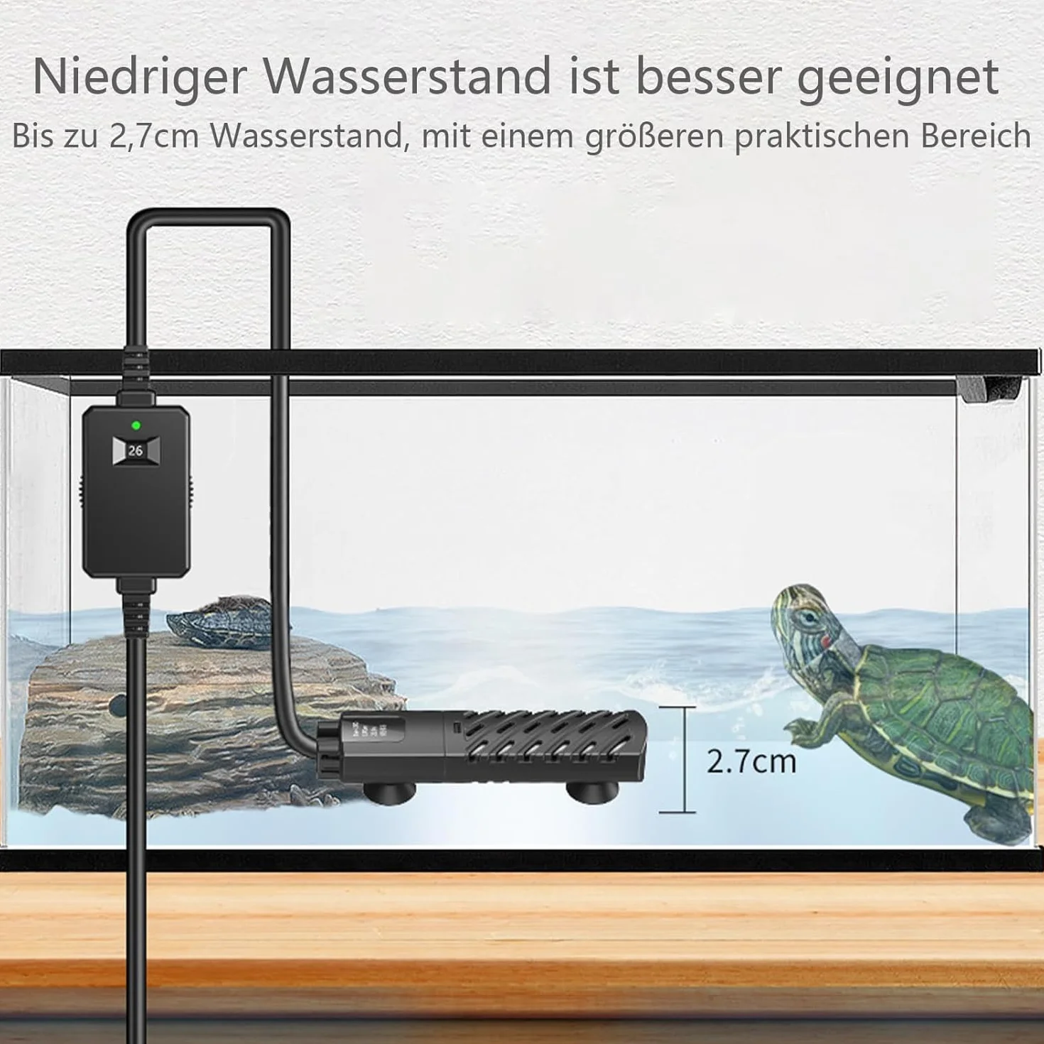GERUI 50W Riscaldamento Mini per Acquario 30L, 100-240V 50/60HZ, Intervallo di controllo della temperatura: 20 ℃ -34 ℃, utilizzato per acquario e acquario PTC isolamento a temperatura costante