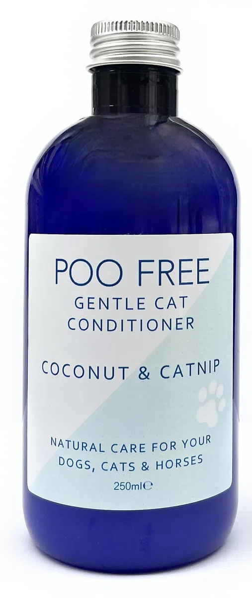 99% Naturale BALSAMO PER GATTI - COCCO & ERBA GATTA - 250ml di POO FREE. Senza Solfati, Senza Parabeni. Allevia il Prurito, Elimina Odori. Per Pelli Sensibili. Concentrato