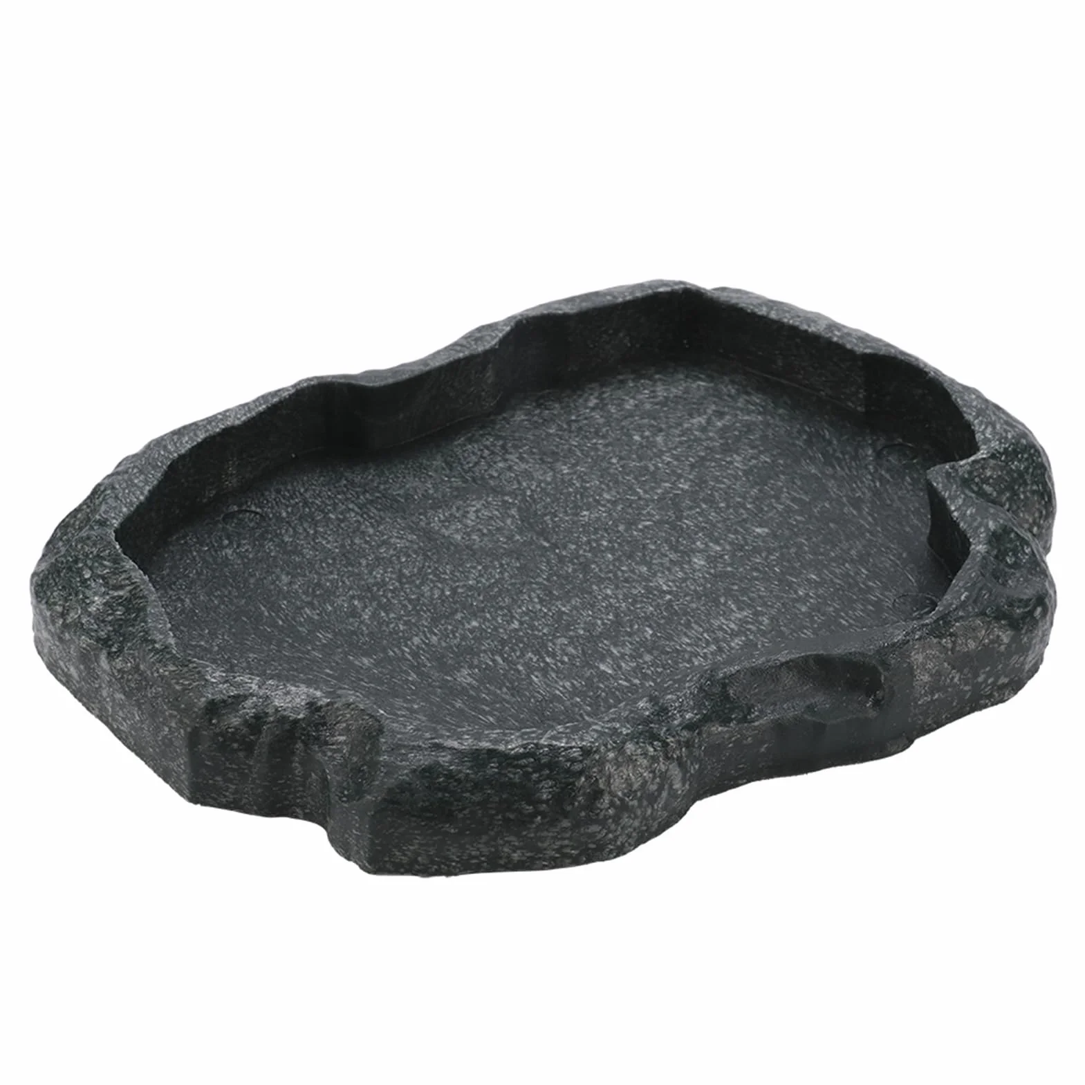Yosoo Health Gear Ciotola per cibo con roccia, acqua e mangime, terrario, ciotole per rettili e anfibi, ciotola per acqua per tartarughe, mangime per rettili (verde scuro M.)
