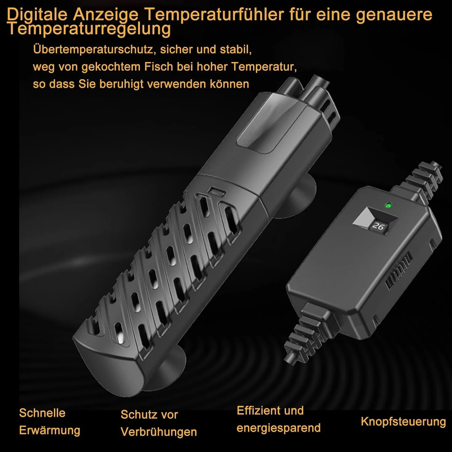 GERUI 50W Riscaldamento Mini per Acquario 30L, 100-240V 50/60HZ, Intervallo di controllo della temperatura: 20 ℃ -34 ℃, utilizzato per acquario e acquario PTC isolamento a temperatura costante