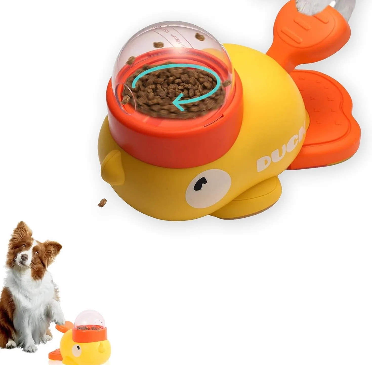 Giocattolo a forma di anatra per cani, alimentatore lento per animali domestici, dispenser di cibo per gatti e cani, per l'arricchimento e l'intrattenimento