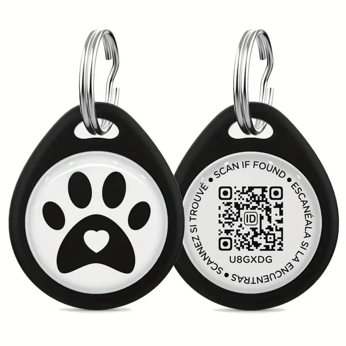 AIR Tag ID Intelligente per Animali con QR Code, Medaglietta in Resina ABS per Cani e Gatti, Design Zampa, 25mm, Rosso e Nero, per non perdere il tuo amico peloso.