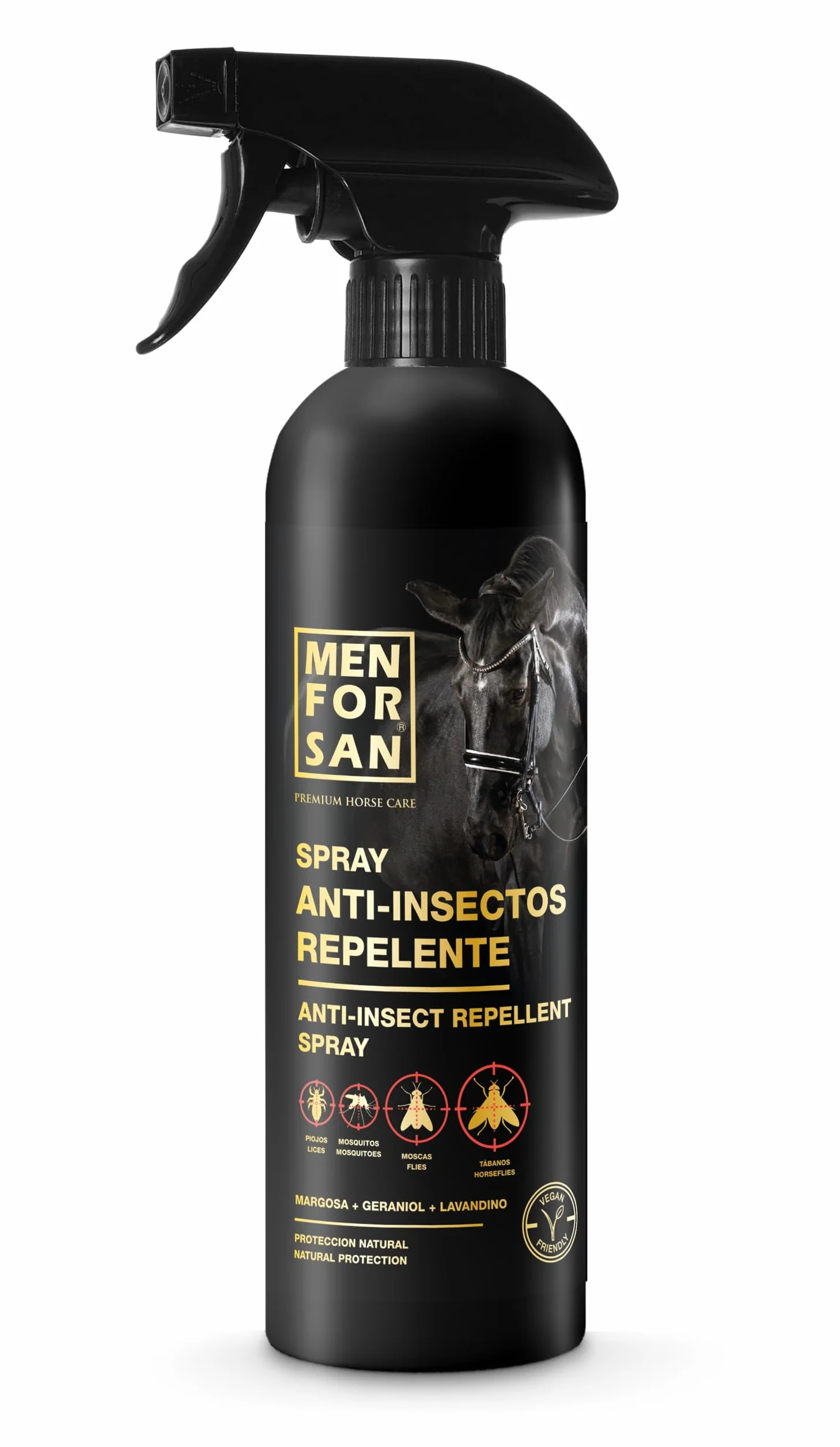 MENFORSAN Spray repellente per insetti, 500ml | Con margosa, geraniolo e lavandina | BIO, 100% naturale | CURA DEL CAVALLO PREMIUM