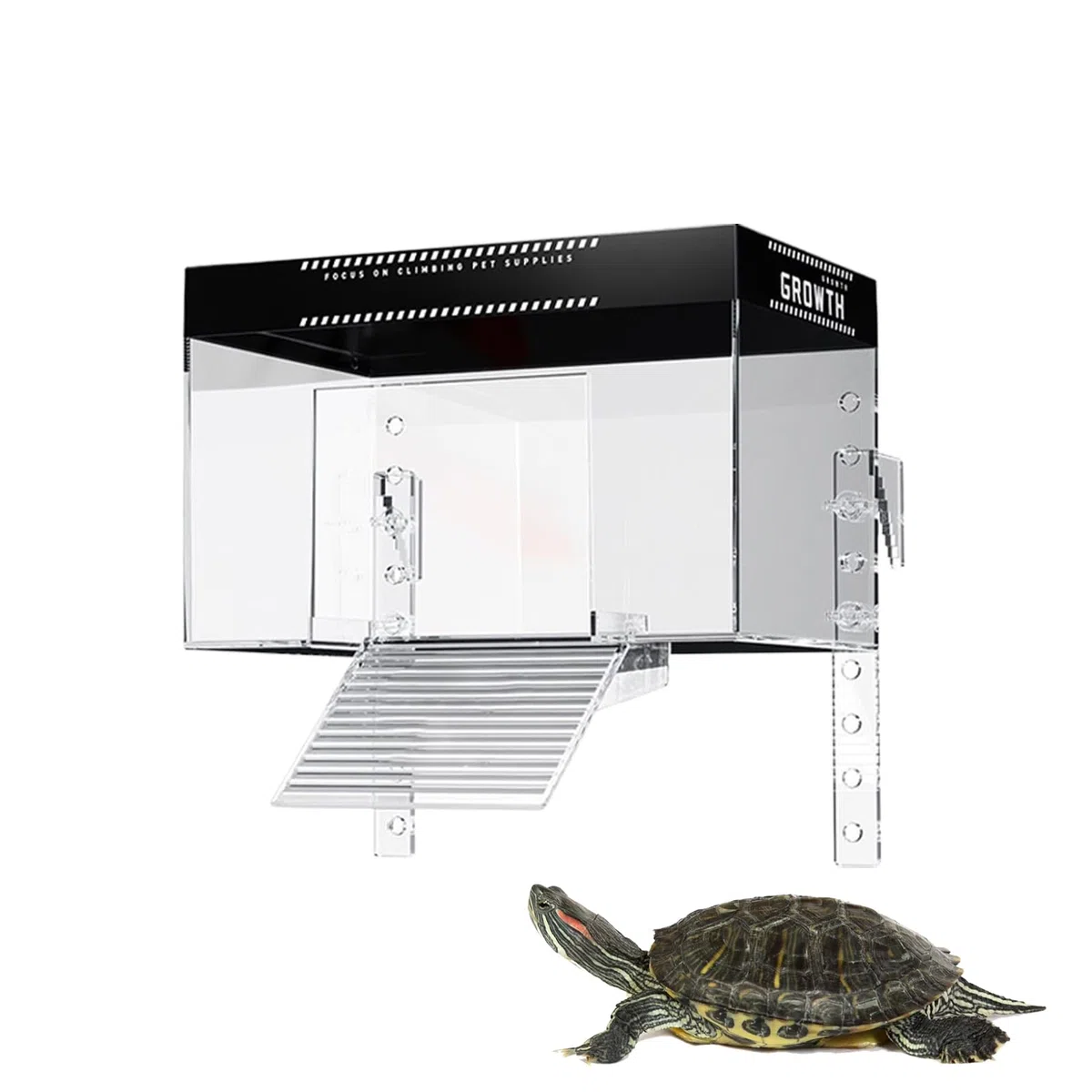 Turtle Basking Dock - Piattaforma di rettili acquatica con coperchio, habitat del recinto | Tank Turtle Turtle Resting Land per l'osservazione della terrapina, gabbia semi-acquatica per l'uso del rist