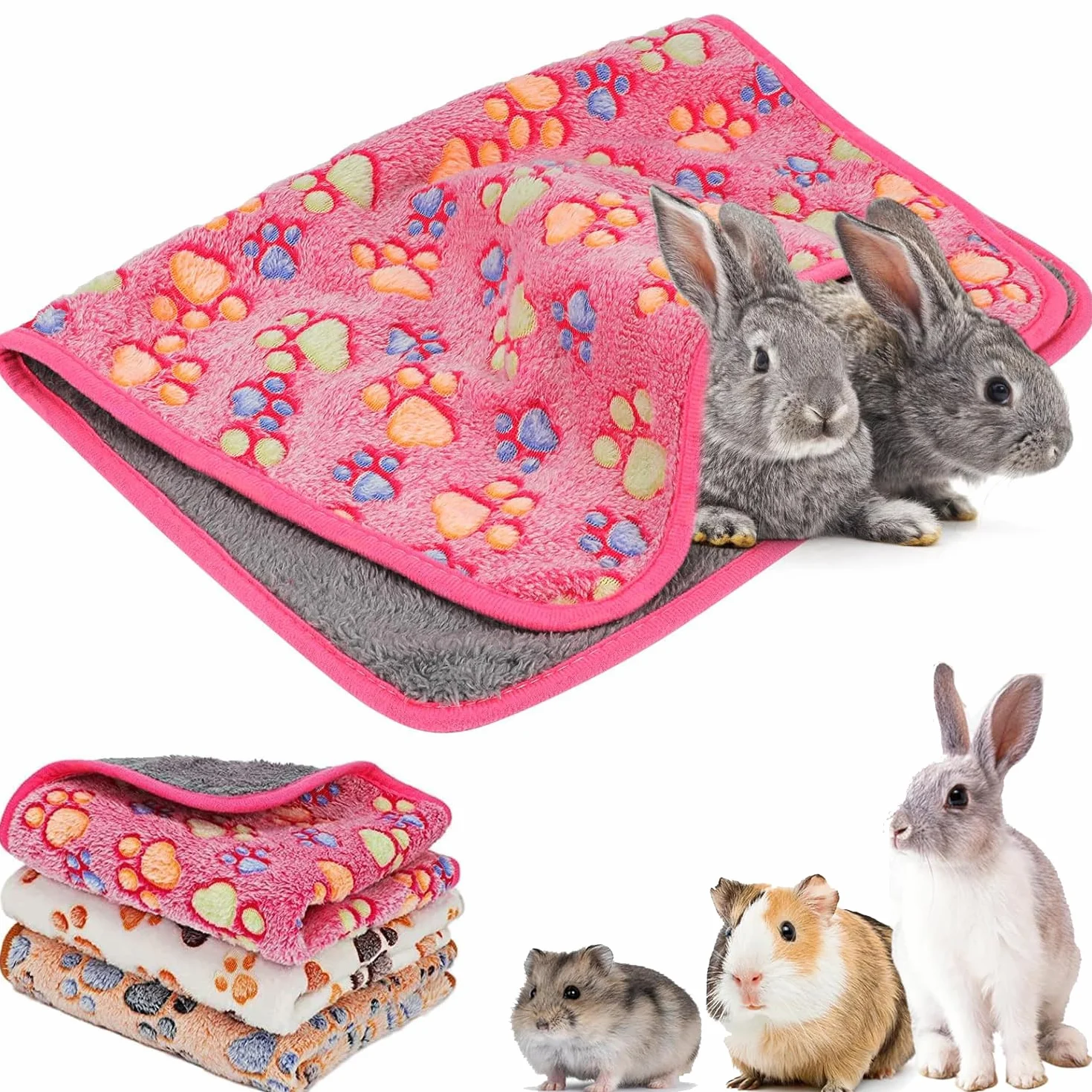3 coperte per porcellini d'India, piccole coperte in pile, lavabile, assorbente, per criceti, porcellini d'India, coniglio, cincillà, furetto, 60 x 40 cm