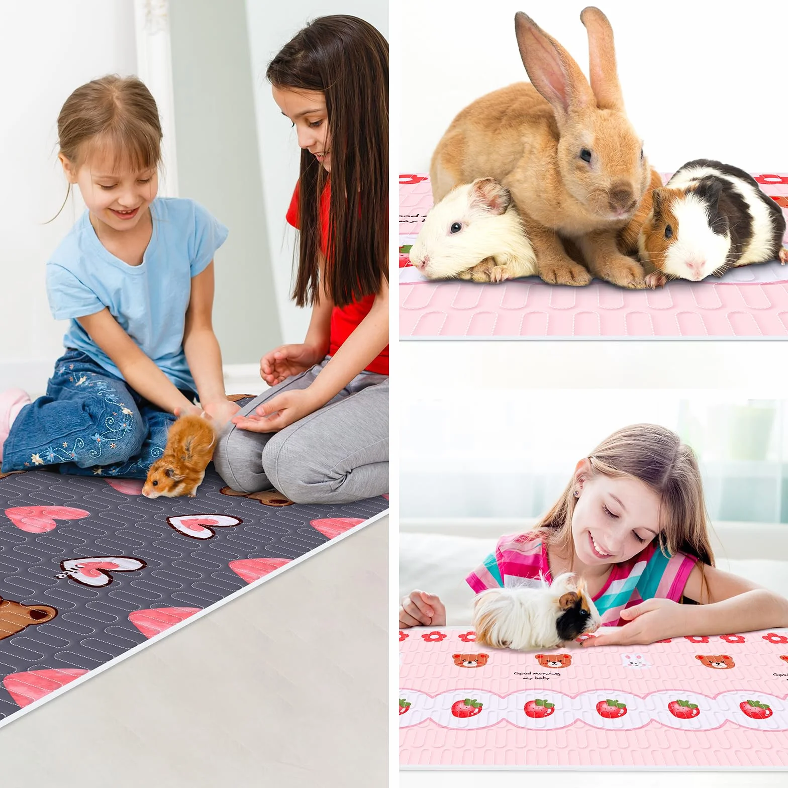 Set di 2 tappetini per gabbia di porcellini d'India, impermeabili e assorbenti, per conigli, criceto, cincillà, cucciolo, tappetino per scatola di parto, per gatti, animali domestici, cani