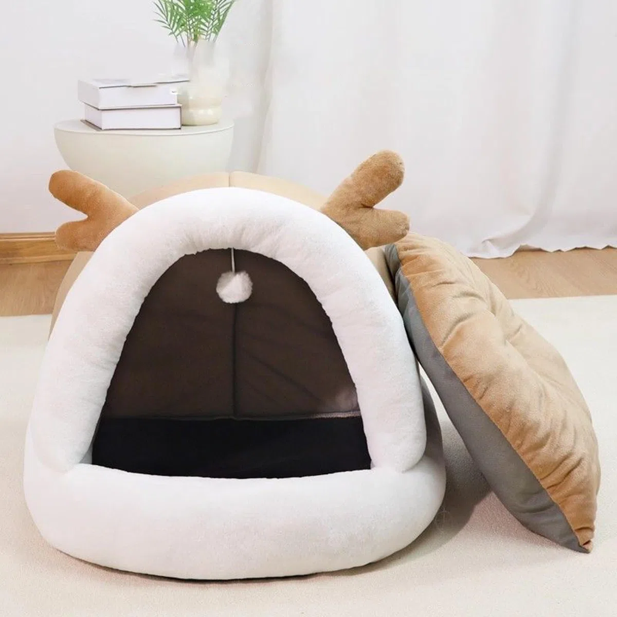 Cuccia per Gatti Coperta | Cuccia Calda e Morbida con Tettoia - Cuccetta Morbida Antiscivolo per Sonno Gattini Cuccioli - Utilizzo Interno Esterno Balcone Camera da Letto