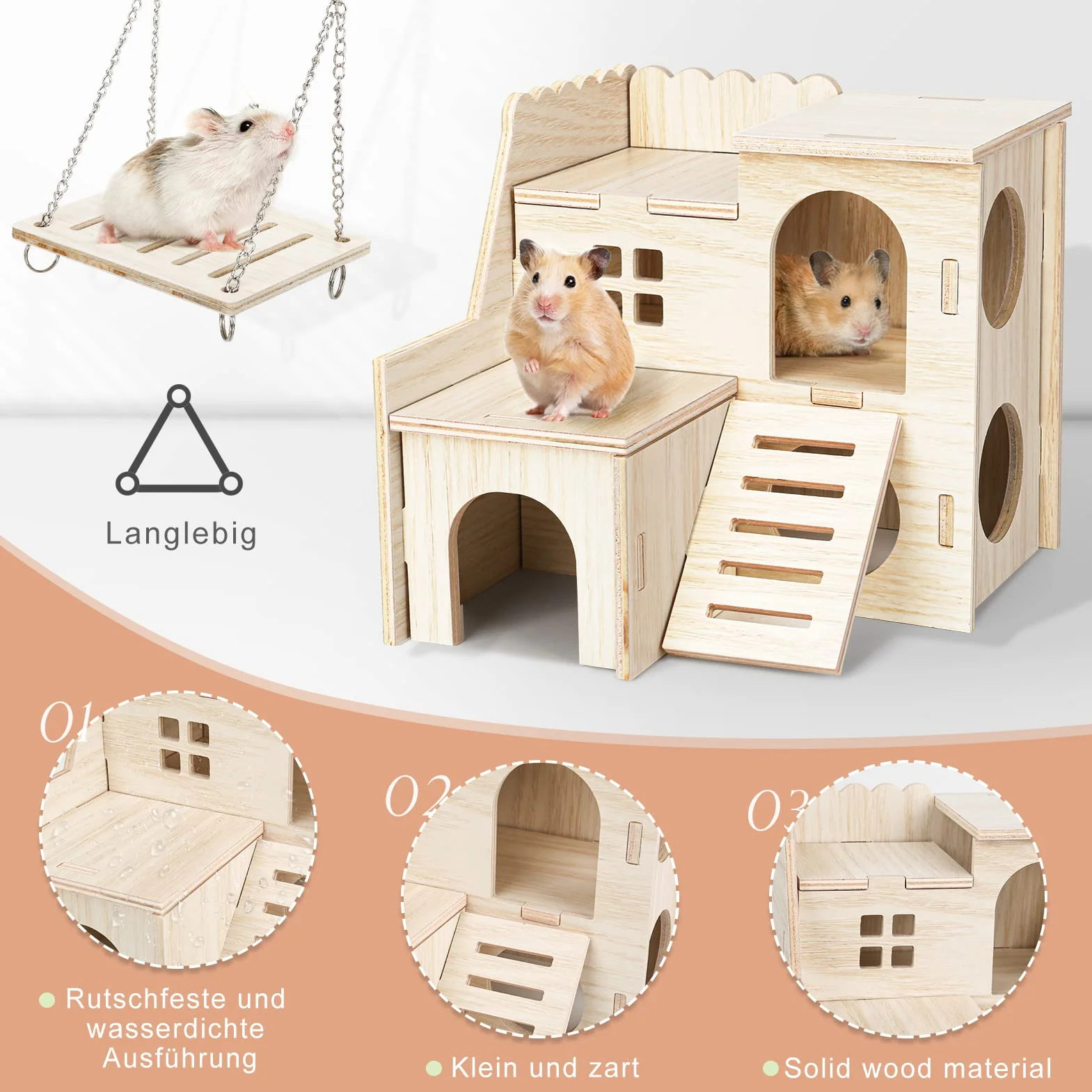 6 pezzi giocattoli per criceti fai da te in legno, nascondiglio per casa, giocattoli da masticare, accessori, porcellini d'India, cincillà, gerbilli, criceti nani