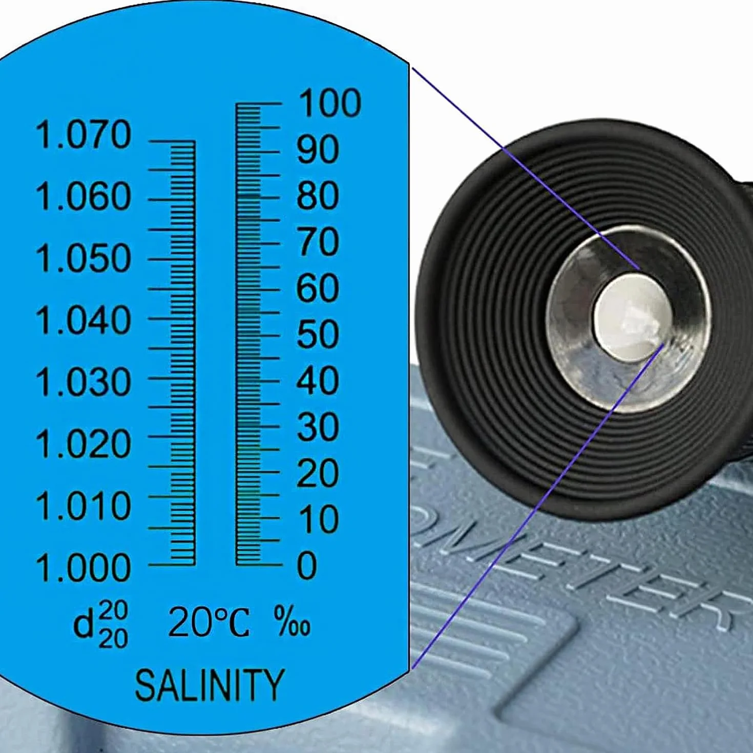 Rifrattometro per salinità, 0-100% portatile, doppia scala, con funzione ATC, rifrattometro digitale ad alta precisione, adatto per acquario, monitoraggio marino, test in acqua salata